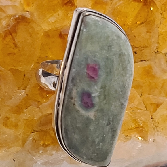 🌺BOGO New*Vintage Style Ruby Zoisite Silver Ring - Picture 2 of 5